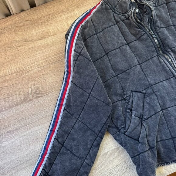 New Free People Dolman Quilted Knit Jacket Varsity Stripe Large Black - Picture 4 of 8